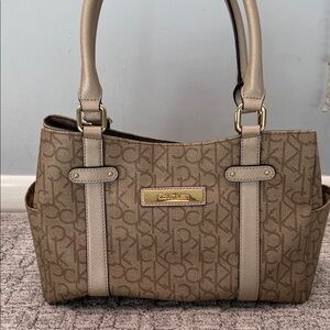 Calvin Klein Hudson Tan Monogram Shoulder Bag